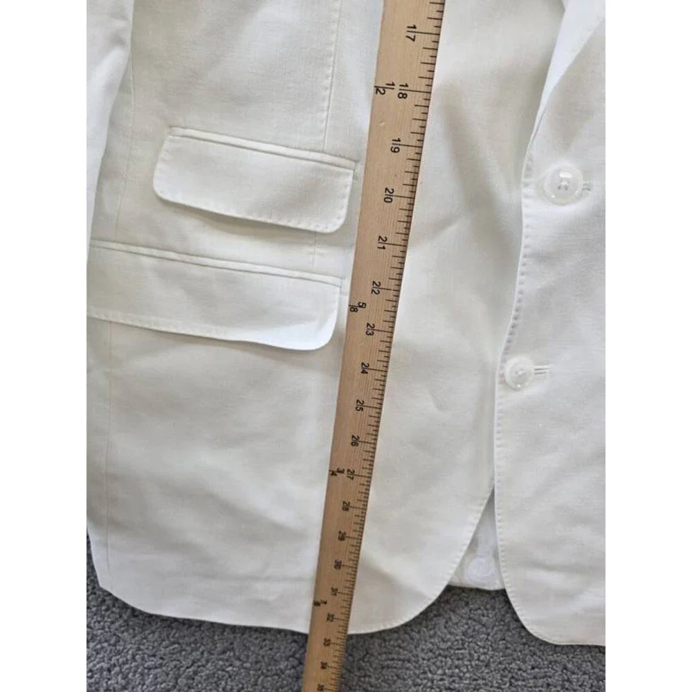 Tayion Collection Linen Two Button Blazer Jacket Men's 44L White Long Sleeve